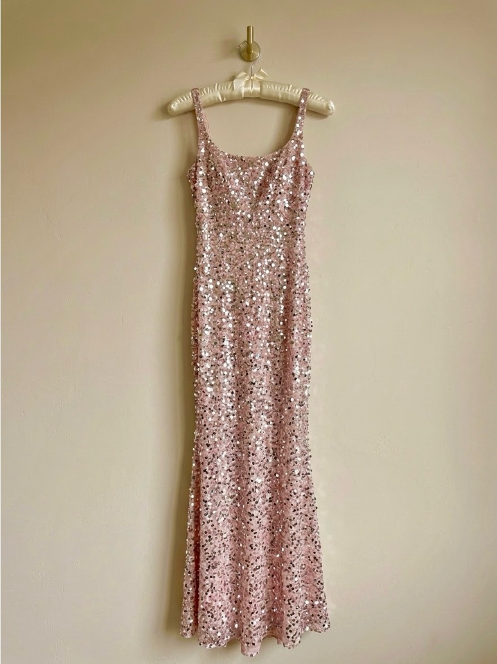 Mac Duggal Pink Sequin Slip Dress